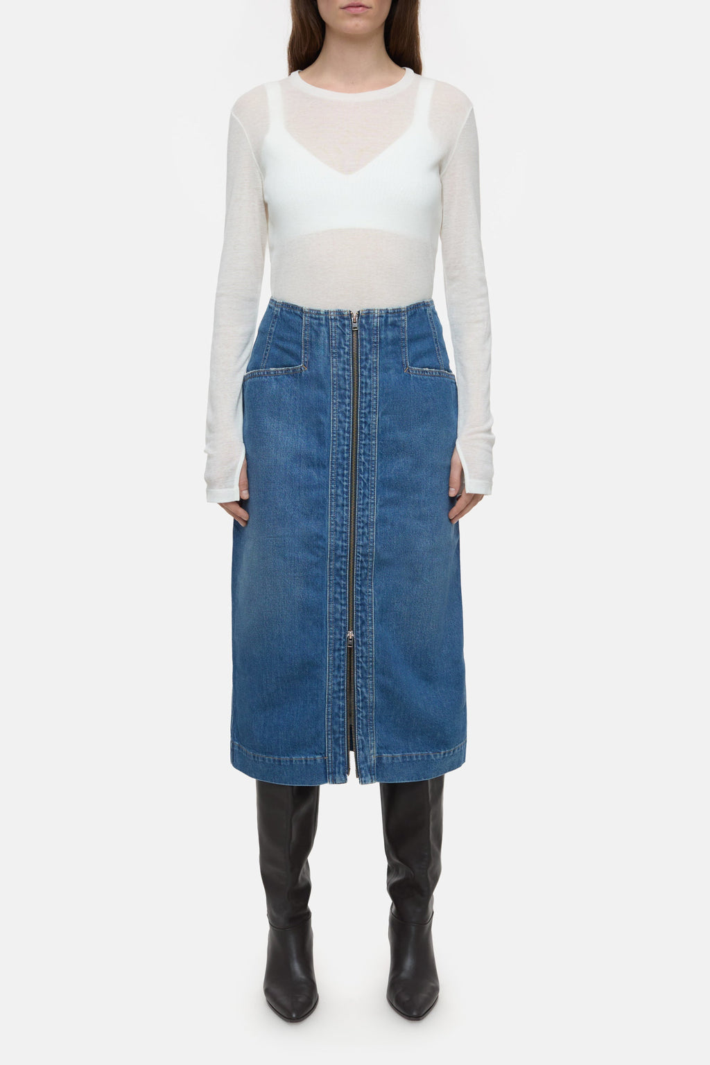 DENIM SKIRT WITH ZIP