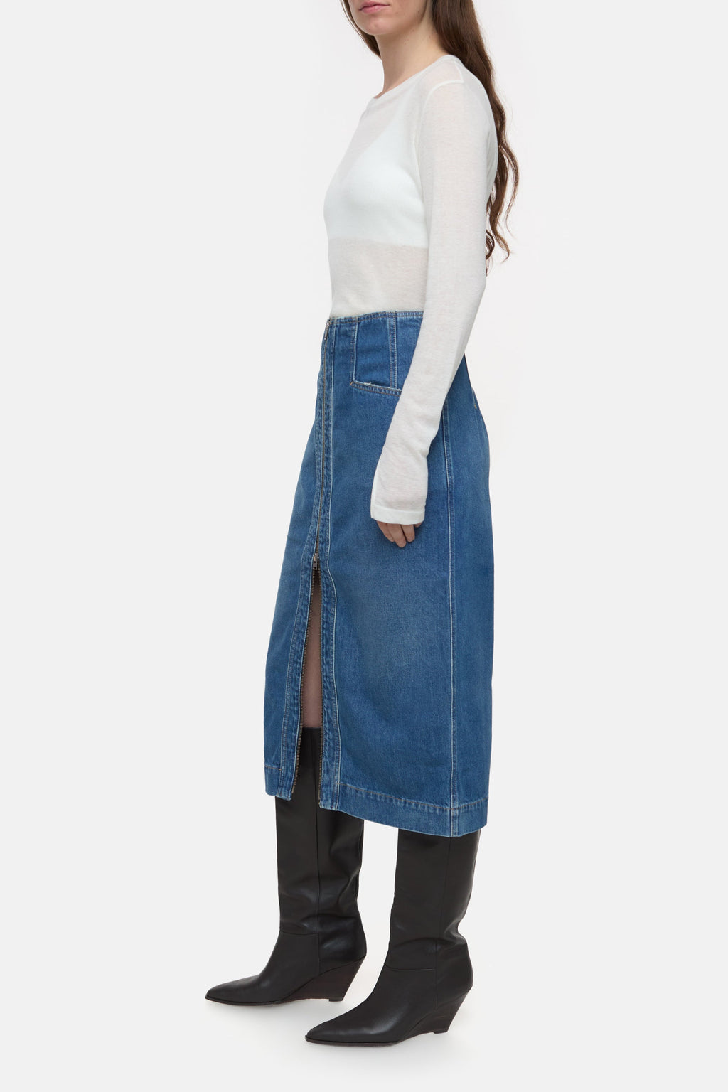 DENIM SKIRT WITH ZIP
